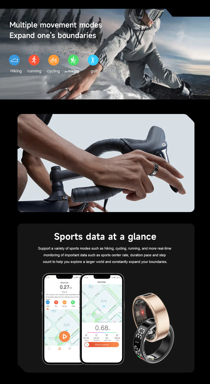 Smart Ring with Display Screen – Heart Rate, Sleep & Fitness Tracker with Gesture Control