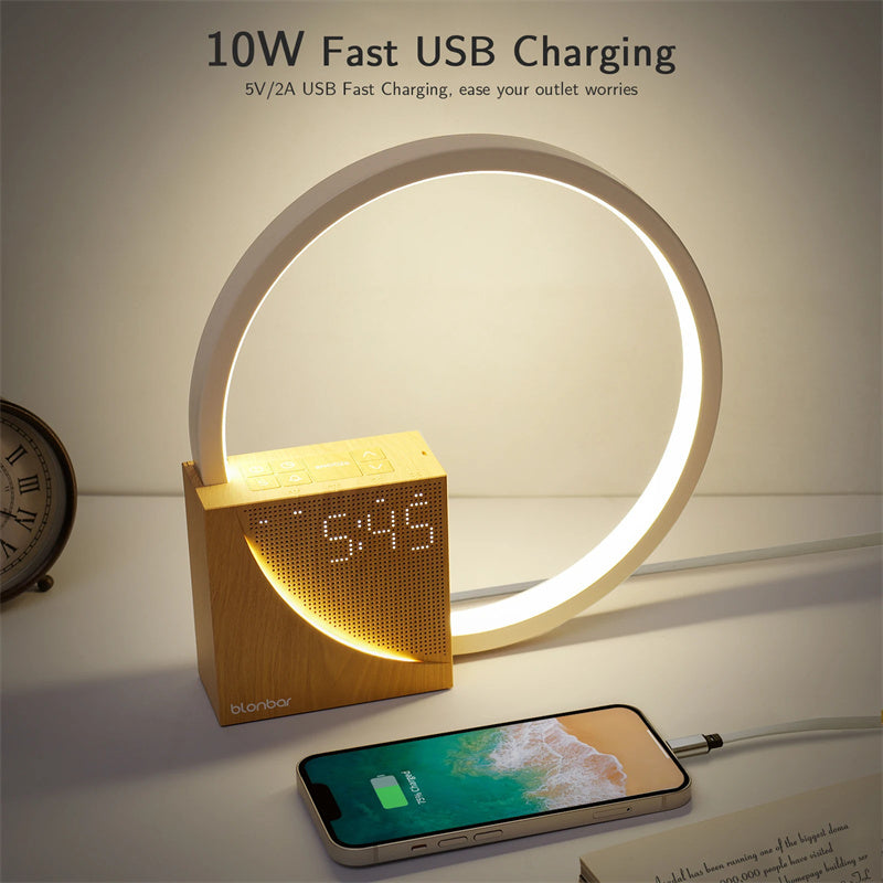 4-in-1 LED Wake-Up Light Alarm Clock with Natural Sounds & Desk Lamp