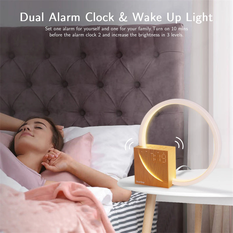 4-in-1 LED Wake-Up Light Alarm Clock with Natural Sounds & Desk Lamp