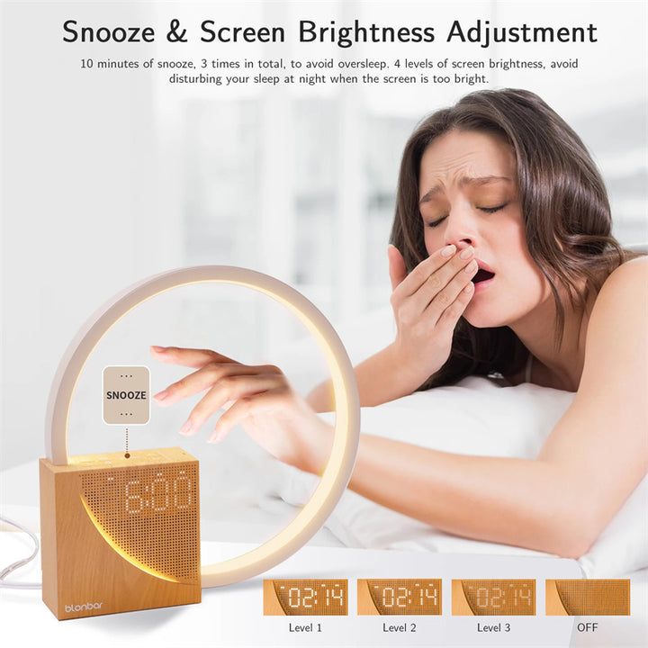 4-in-1 LED Wake-Up Light Alarm Clock with Natural Sounds & Desk Lamp