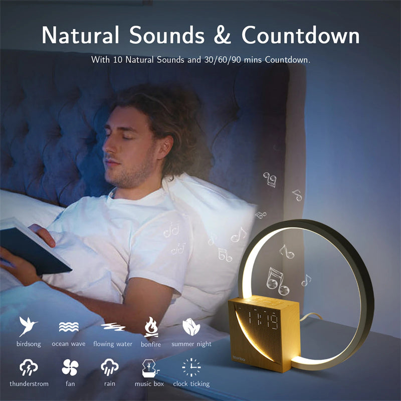 4-in-1 LED Wake-Up Light Alarm Clock with Natural Sounds & Desk Lamp