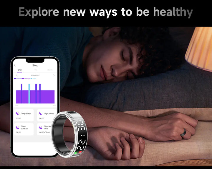 Smart Ring with Display Screen – Heart Rate, Sleep & Fitness Tracker with Gesture Control