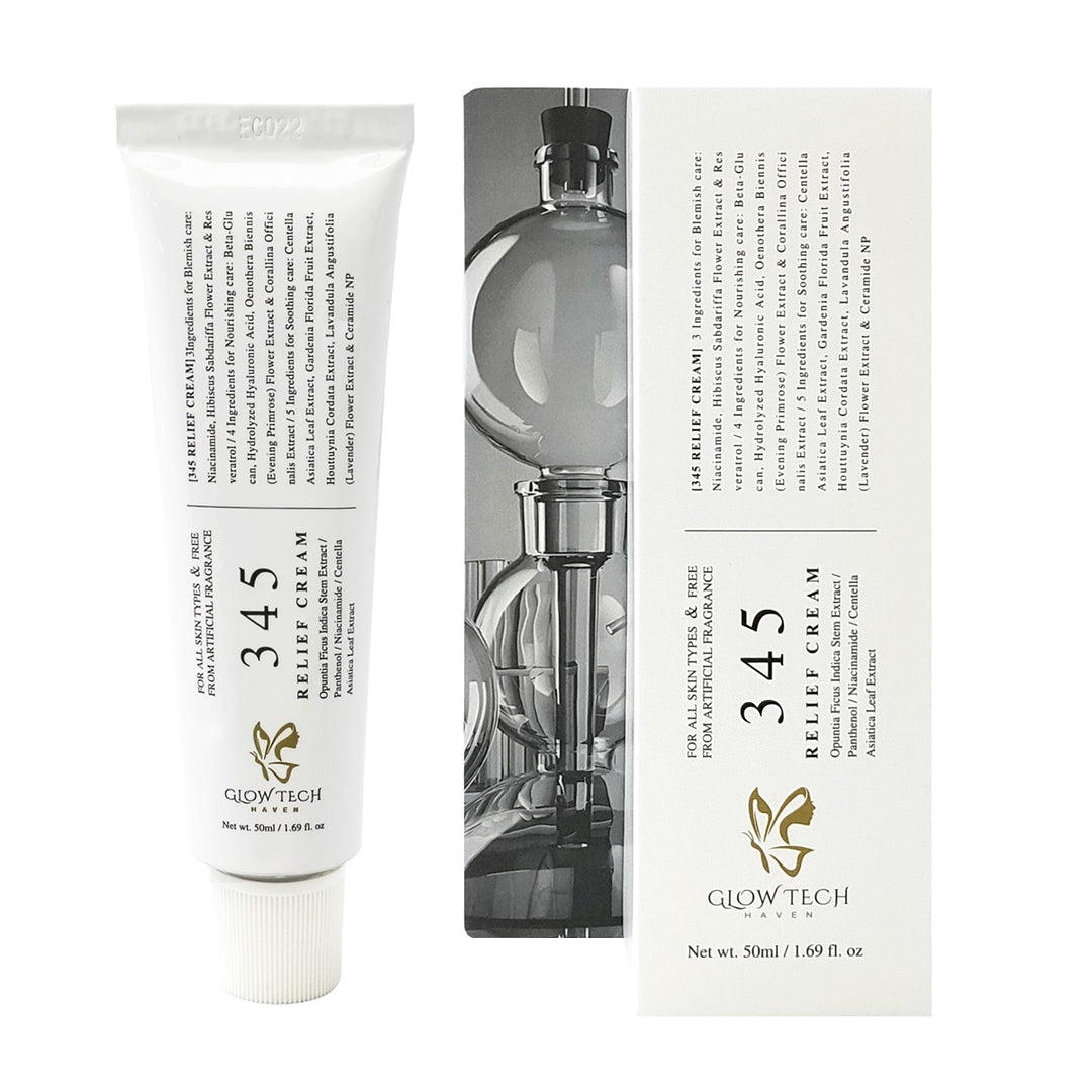 345 Relief Cream – Barrier Repair Face Moisturizer with Niacinamide (B3) & Hyaluronic Acid – Helps Calm Acne, Redness & Dark Spots – Lightweight Hydrating Cream for Sensitive Skin – GlowTechHaven