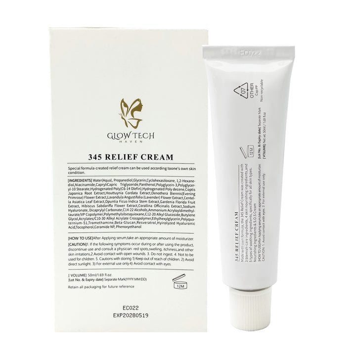 345 Relief Cream – Barrier Repair Face Moisturizer with Niacinamide (B3) & Hyaluronic Acid – Helps Calm Acne, Redness & Dark Spots – Lightweight Hydrating Cream for Sensitive Skin – GlowTechHaven