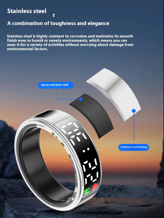 Smart Ring with Display Screen – Heart Rate, Sleep & Fitness Tracker with Gesture Control