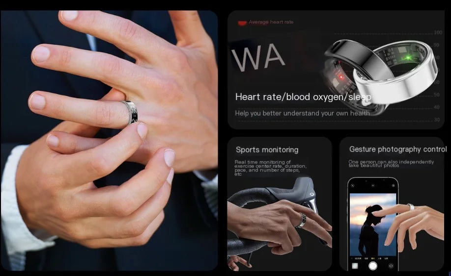 Smart Ring with Display Screen – Heart Rate, Sleep & Fitness Tracker with Gesture Control