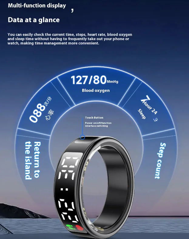 Smart Ring with Display Screen – Heart Rate, Sleep & Fitness Tracker with Gesture Control