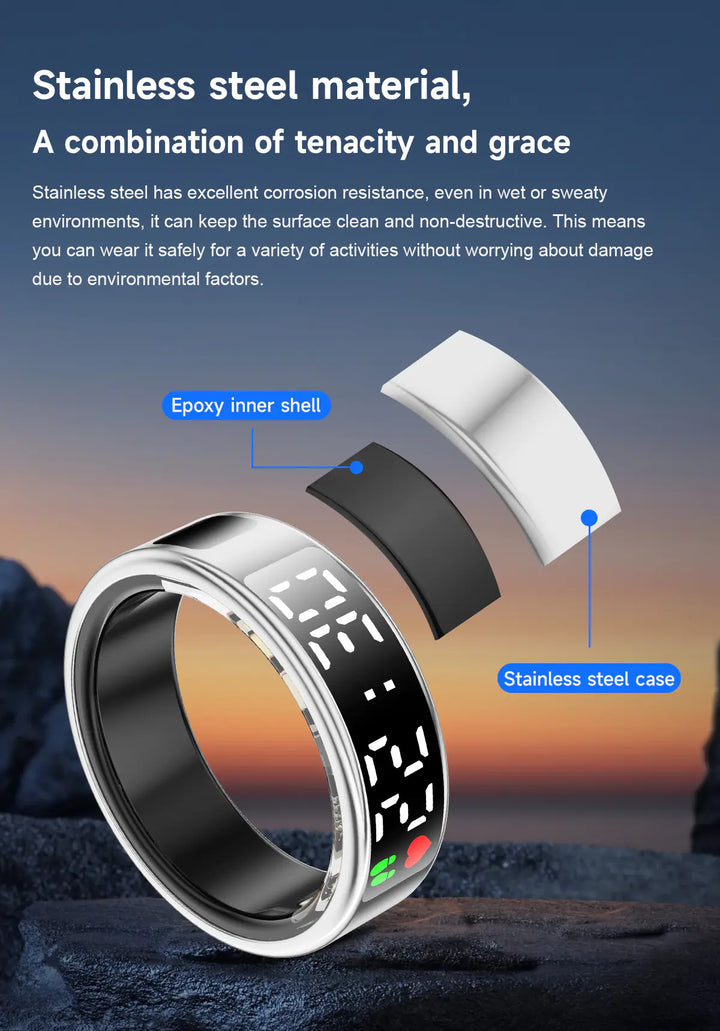 Smart Ring with Display Screen – Heart Rate, Sleep & Fitness Tracker with Gesture Control